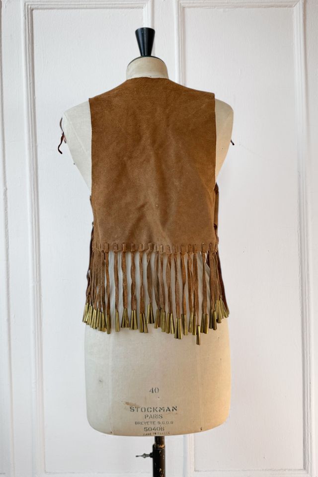Vintage 70s Boho Suede Fringe Beaded Hippy Vest Selected by MARMALADE #2