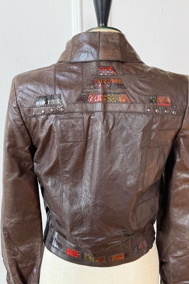 70s Vintage Patchwork Leather Bomber Jacket Selected by MARMALADE #2