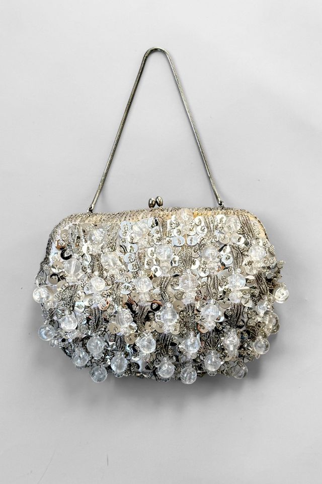 Vintage 60s Mod Silver Beaded Walborg Evening Bag Selected by MARMALADE