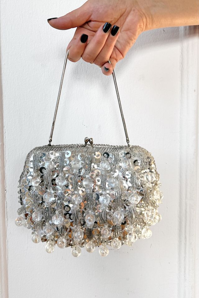 Vintage 60s Mod Silver Beaded Walborg Evening Bag Selected by MARMALADE #1
