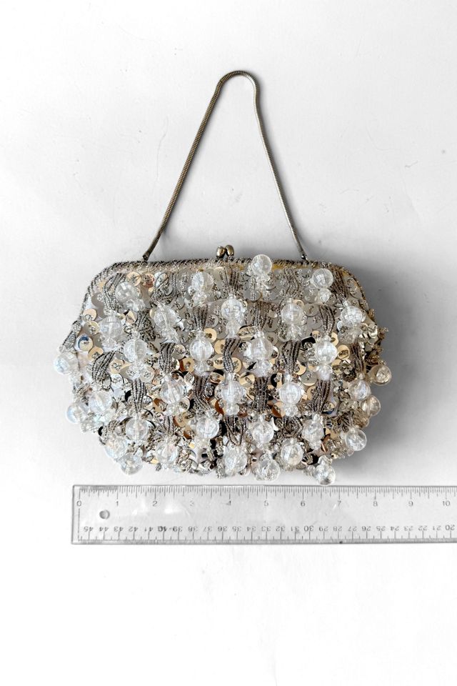 Vintage 60s Mod Silver Beaded Walborg Evening Bag Selected by MARMALADE #3