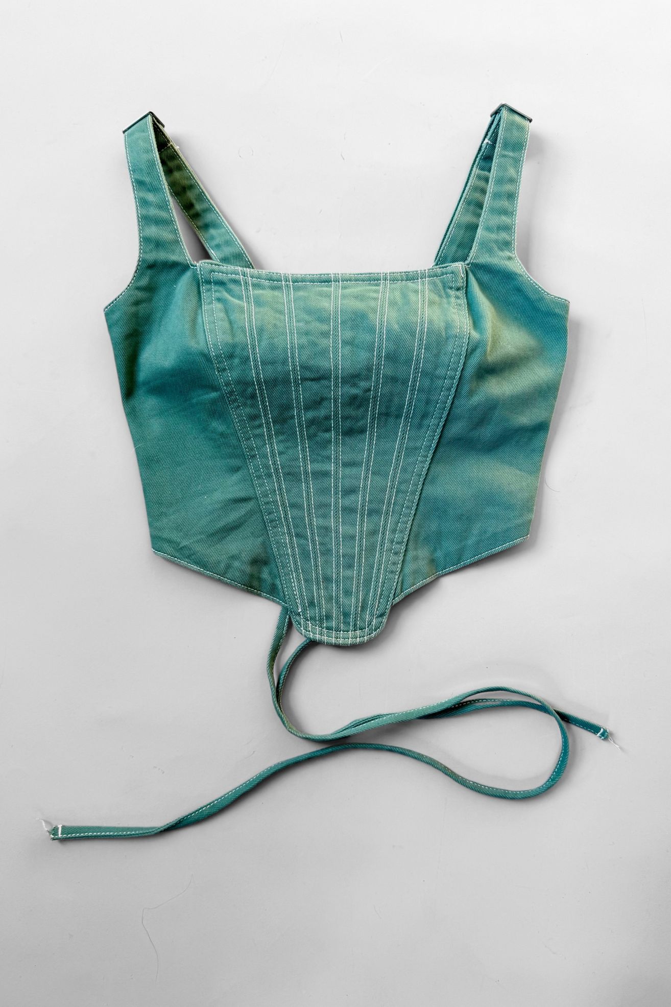 Vintage Y2K Teal Lace-Up Corset Bodice Selected by MARMALADE