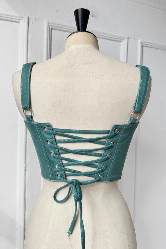 Vintage Y2K Teal Lace-Up Corset Bodice Selected by MARMALADE #1