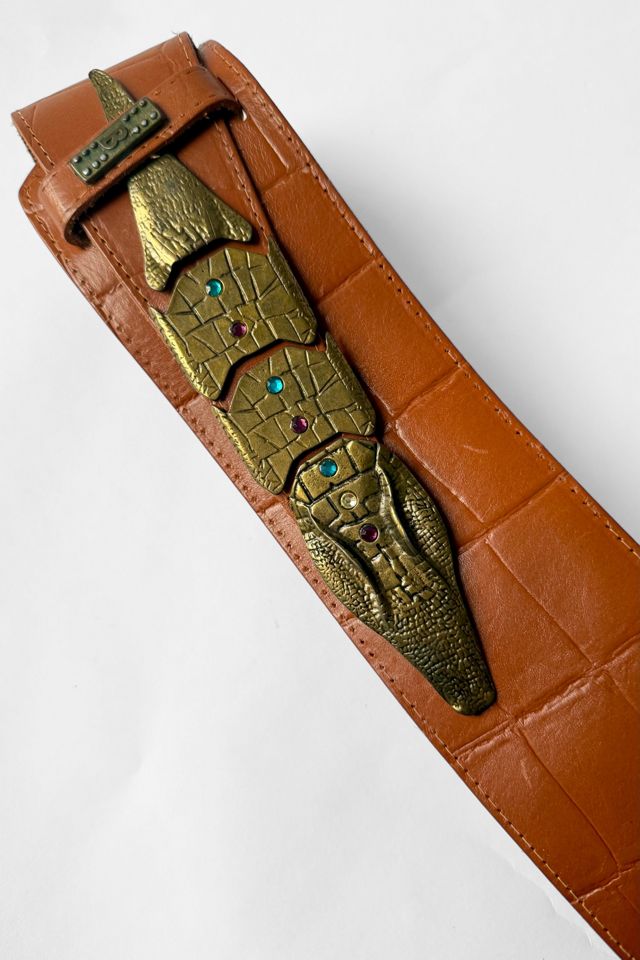 Vintage 80s Crocodile Embellished Jeweled Leather Belt Selected by MARMALADE #3