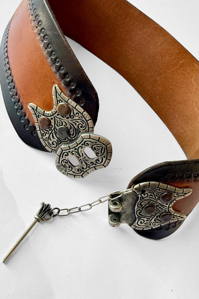 Vintage 70s Leather Pin-Lock Hardware Corset Belt Selected by MARMALADE #2