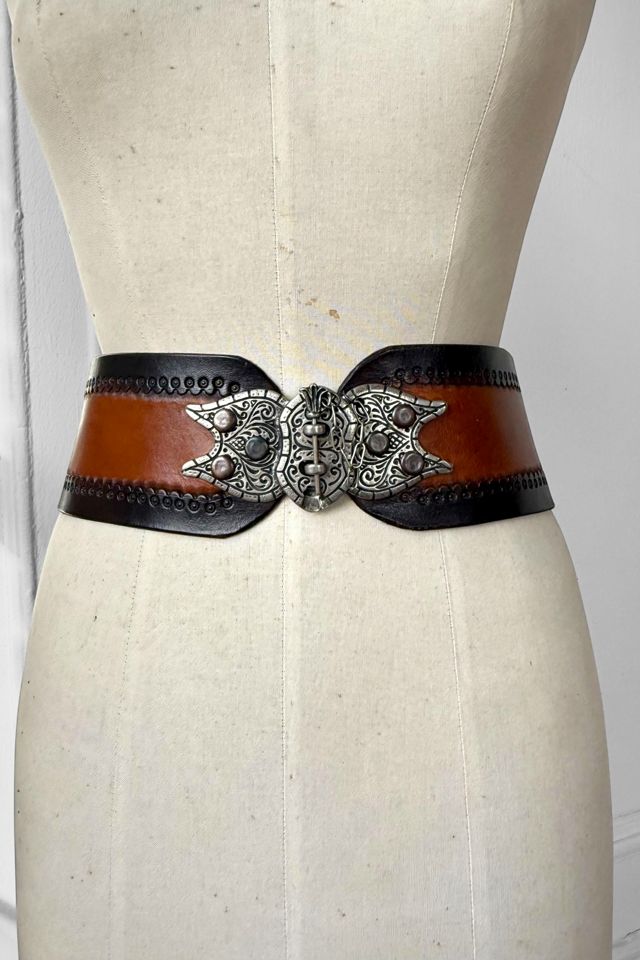 Vintage 70s Leather Pin-Lock Hardware Corset Belt Selected by MARMALADE #3