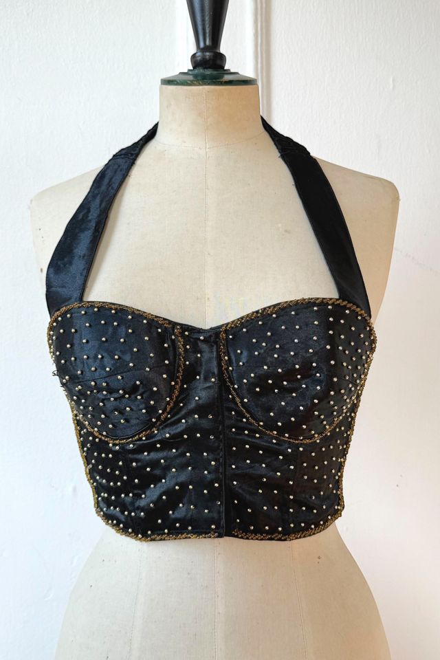 80s Vintage Satin Studded Bustier Top Selected by MARMALADE #1