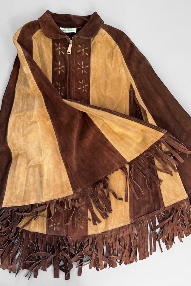 Vintage 70s Boho Suede Fringe Hippy Poncho Selected by MARMALADE #1