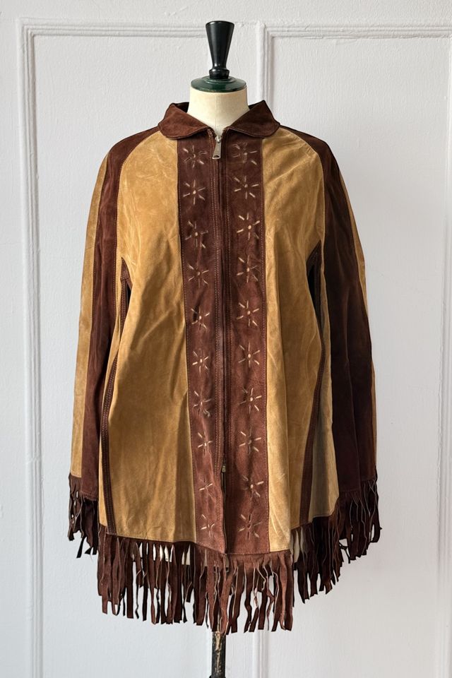 Vintage 70s Boho Suede Fringe Hippy Poncho Selected by MARMALADE #2