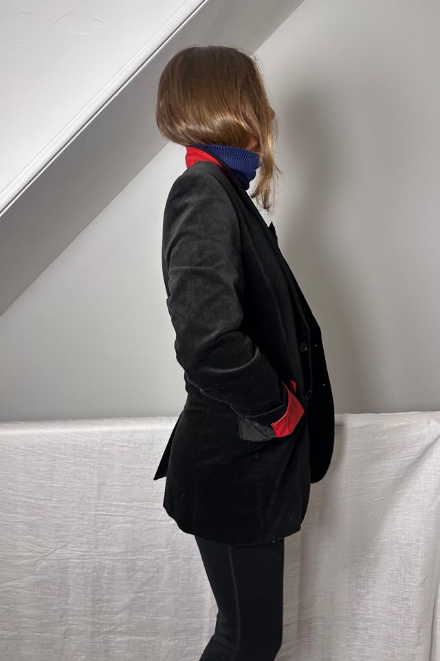 Black Velvet Holiday Blazer with Red Details Selected by KA.TL.AK #2