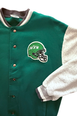1990's New York Jets Sweatshirt Jacket Selected By Villains Vintage