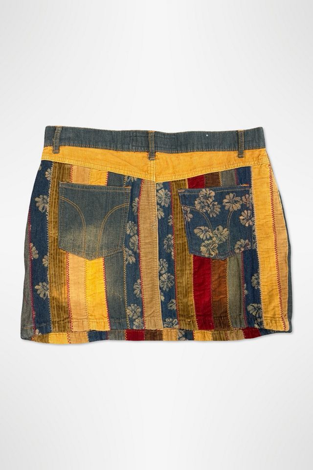 Y2K Patchwork Denim Corduroy Mini Skirt Selected By Ritual Vintage #1
