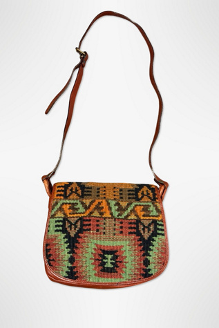 1980s Kilim Wool Leather Shoulder Bag Selected By Ritual Vintage