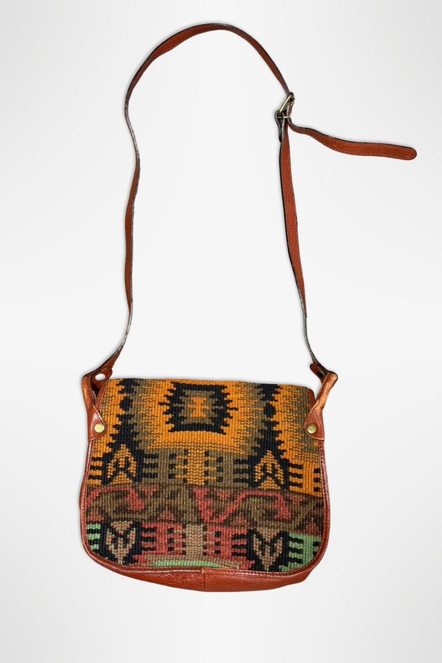 1980s Kilim Wool Leather Shoulder Bag Selected By Ritual Vintage #1