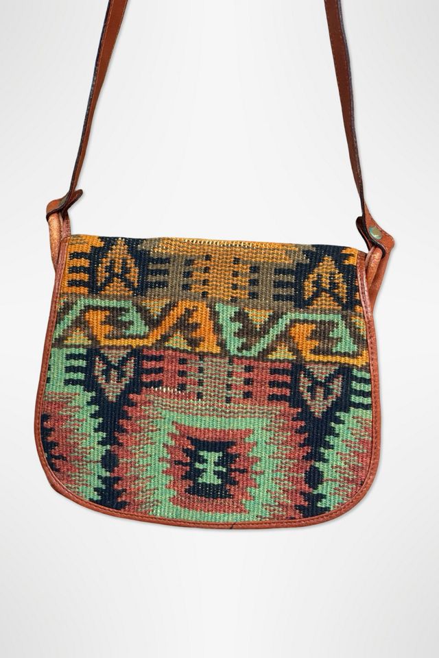 1980s Kilim Wool Leather Shoulder Bag Selected By Ritual Vintage #3