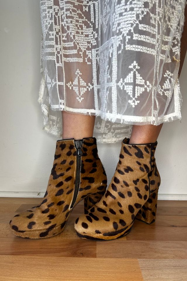 Alexa Chung Madewell Leopard faux Fur Chunky Platform Boots