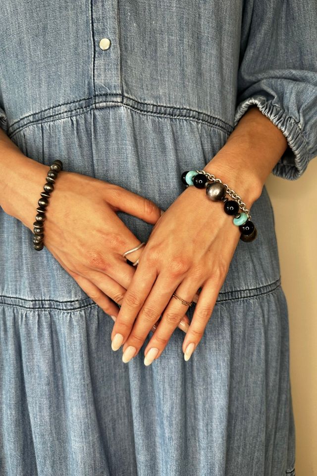 Turquoise and Sterling Heavy Weight Novelty Bracelet #2