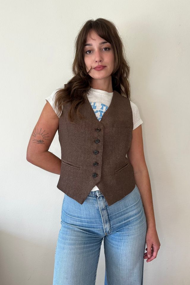 Brown Herringbone Vest