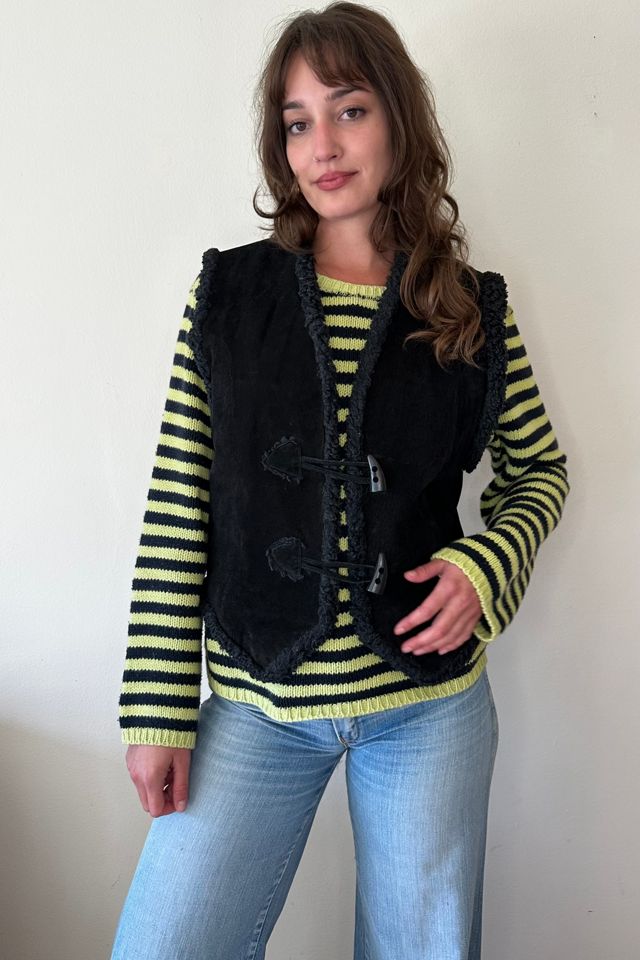 Black Vintage Shearling Suede Vest Selected by Picky Jane #2