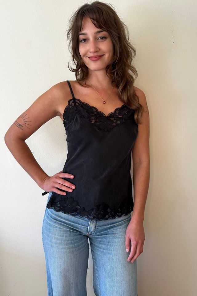 Bias Black Silk and Lace Strappy Camisole Selected by Picky Jane