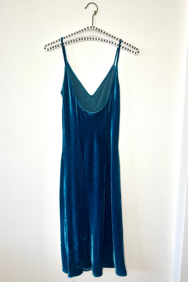 Low Back Teal Velvet Bias Cut Holiday Slip Dress Selected by Picky Jane #2