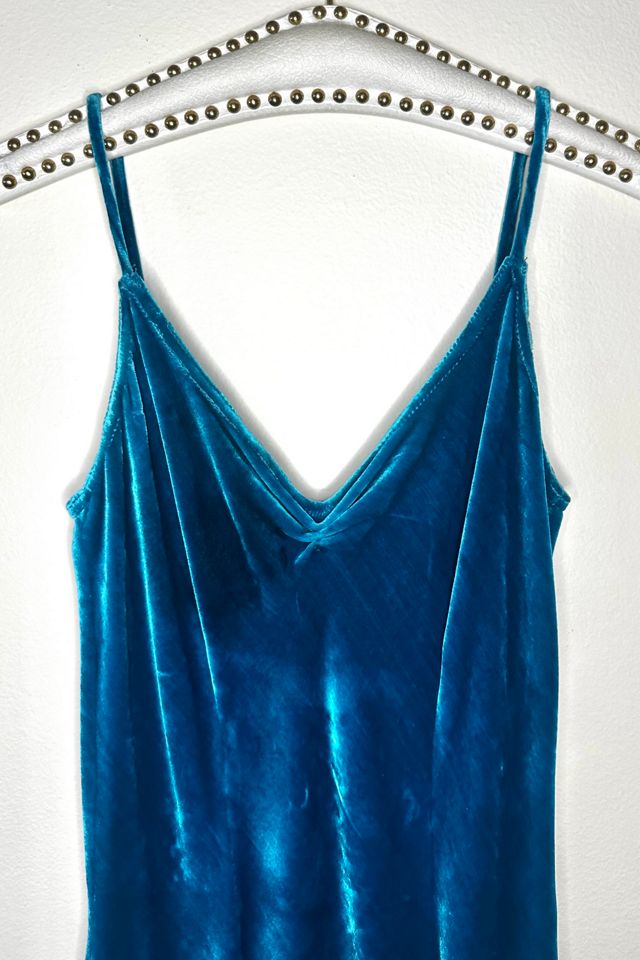 Low Back Teal Velvet Bias Cut Holiday Slip Dress Selected by Picky Jane #3