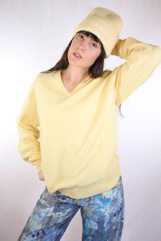 Vintage Butter Yellow Soft Wool Pullover Sweater Selected By Moons + Junes Vintage