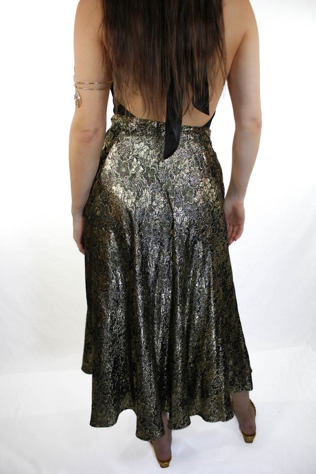 Vintage Floral Gold Metallic Midi Circle Skirt Selected By Moons + Junes Vintage #2