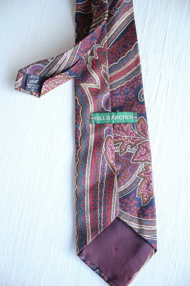 Vintage Boho Paisley Silk Neck Tie Selected By Moons + Junes Vintage #2