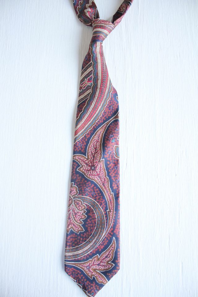 Vintage Boho Paisley Silk Neck Tie Selected By Moons + Junes Vintage #3