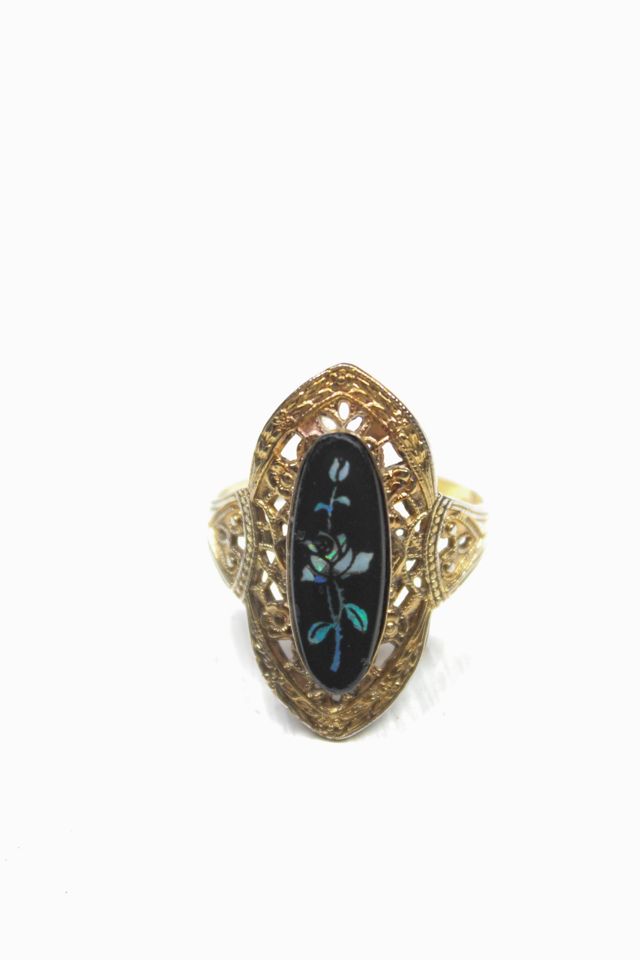 Vintage Edwardian Filigree Flower Gold Ring Selected By Moons + Junes Vintage #1