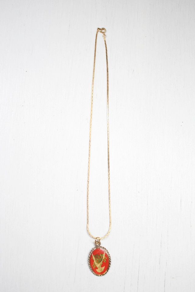 Vintage Dove & Holly Gold Pendant Necklace Selected By Moons + Junes Vintage #1