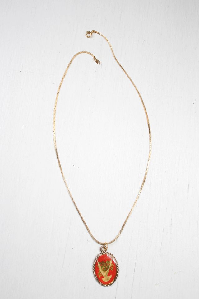 Vintage Dove & Holly Gold Pendant Necklace Selected By Moons + Junes Vintage #3