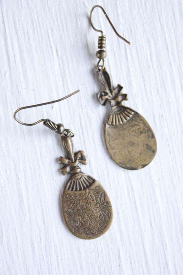 Vintage Antique Mirror Bohemian Brass Dangle Earrings Selected By Moons + Junes Vintage #2