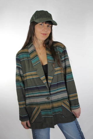 Vintage Western Striped Wool Serape Oversized Blazer Selected By Moons + Junes Vintage