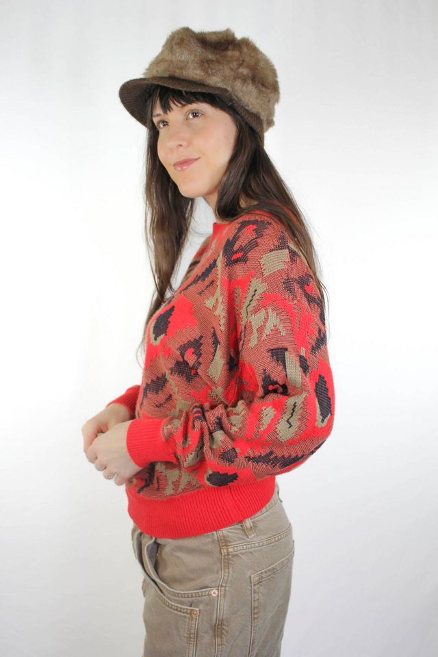1990s Italian Vintage Red Abstract Sweater Selected By Moons + Junes Vintage #1