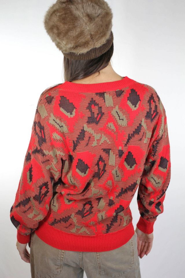 1990s Italian Vintage Red Abstract Sweater Selected By Moons + Junes Vintage #2