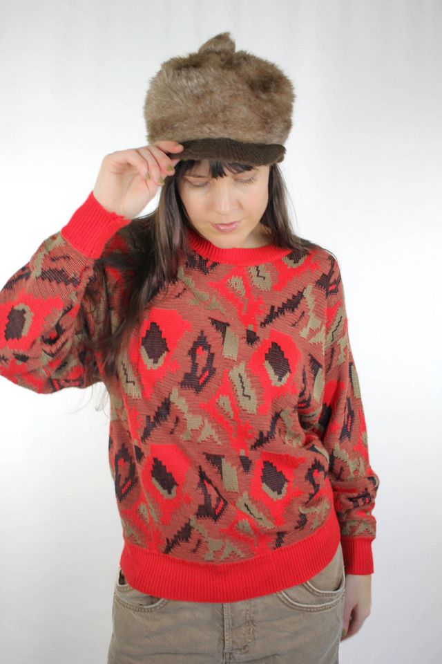 1990s Italian Vintage Red Abstract Sweater Selected By Moons + Junes Vintage #3
