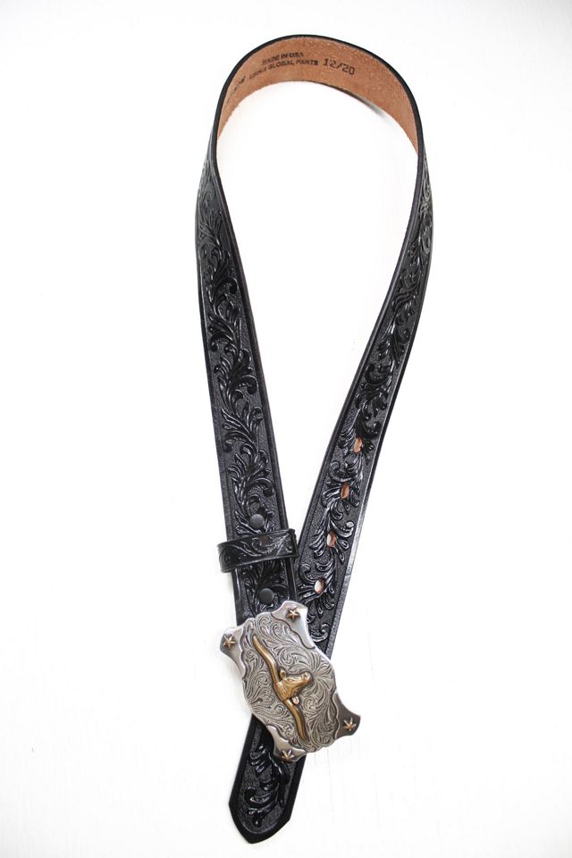 Vintage Texas Longhorn Western Leather Belt Selected By Moons + Junes Vintage #2