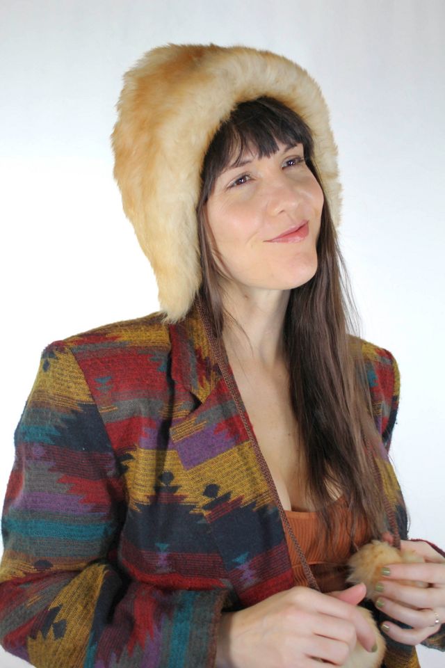 Vintage Tuscan Wool Fur Bonnet Winter Hat Selected By Moons + Junes Vintage #1