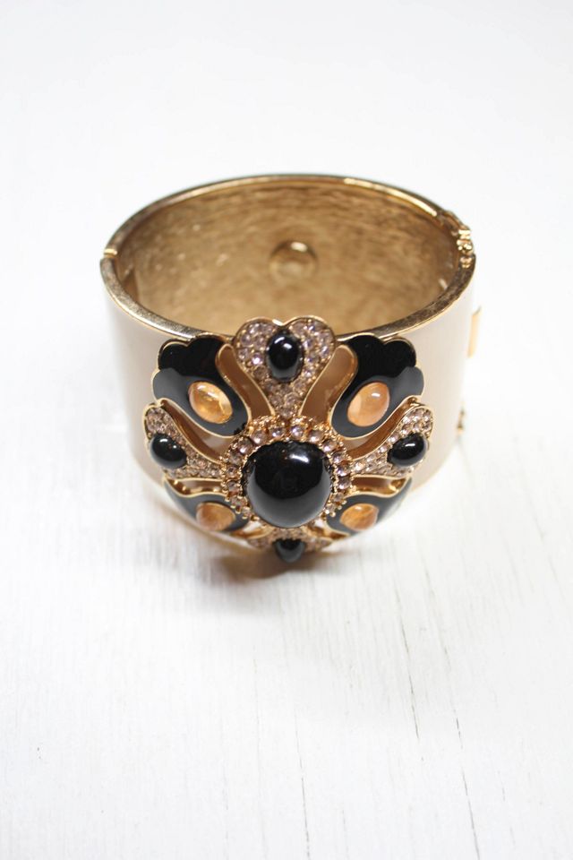 Vintage Rhinestone Enamel Flower Cuff Bracelet Selected By Moons + Junes Vintage #2