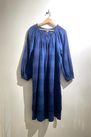 Vintage Issey Sport Blue Gingham Wool Dress Selected by The Curatorial Dept.