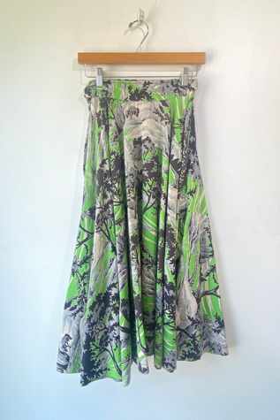 Vintage 1940s Green Pastoral Scene Skirt Selected by The Curatorial Dept.