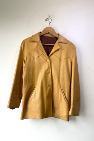 Vintage Western Yellow Leather Belted Blazer Selected by The Curatorial Dept.