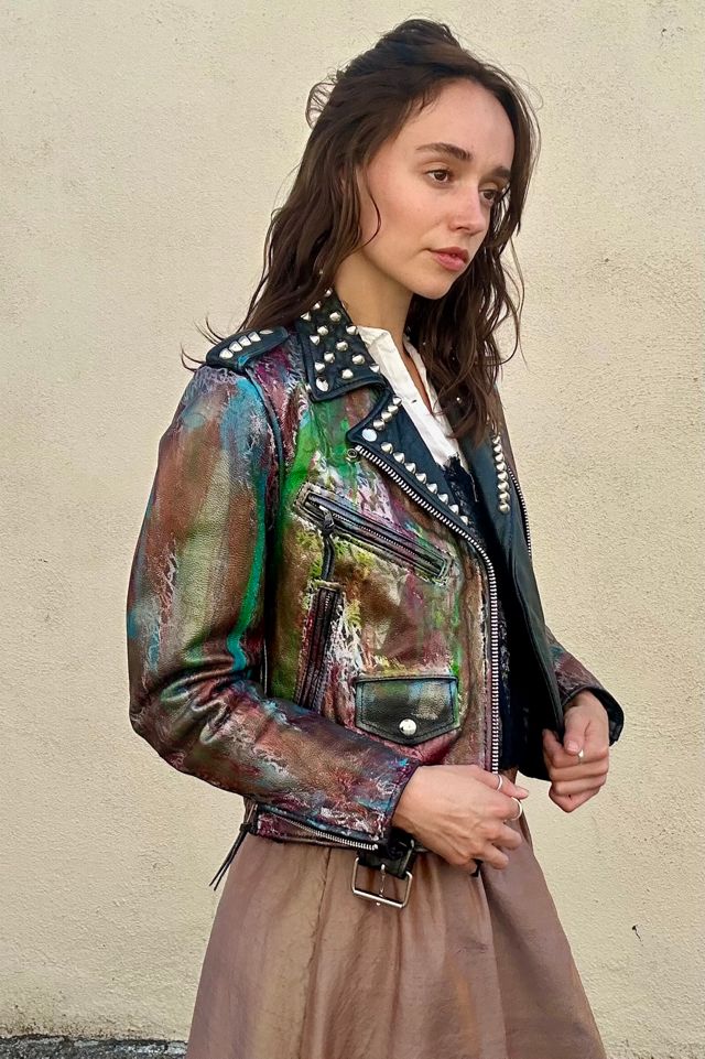 Paint and Studs Black Leather Jacket Selected by The Curatorial Dept. #2