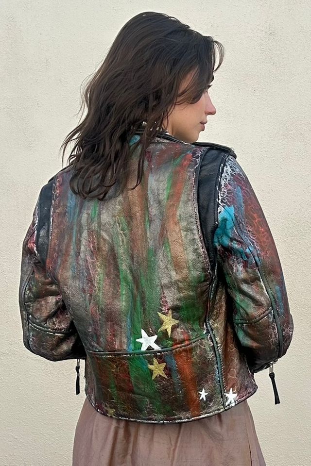 Paint and Studs Black Leather Jacket Selected by The Curatorial Dept. #3