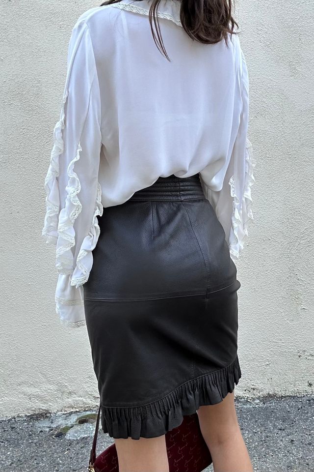 Vintage Valentino Ruffle Leather Skirt Selected by The Curatorial Dept. #2