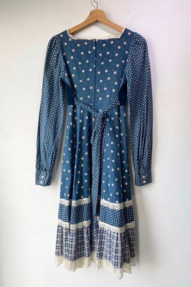 Vintage Gunne Sax Teal Plaid Floral Dress Selected by The Curatorial Dept. #2