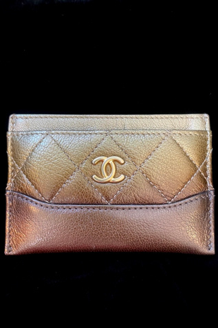Chanel Metallic Gold Ombre Quilted Card Case Selected by The Curatorial Dept.