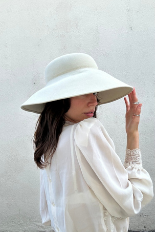 Matsuda Cream Felted Wool Hat Selected by The Curatorial Dept.